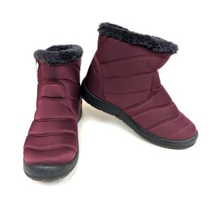 Eagsouni Maroon Fur Lined Winter Ankle Boots Size 42